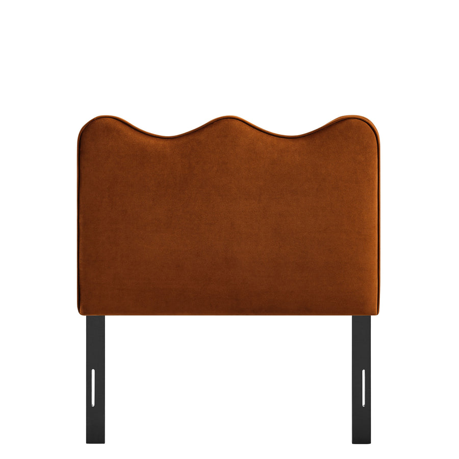Hazel Stain-Resistant Performance Velvet Twin Size Headboard in Rust