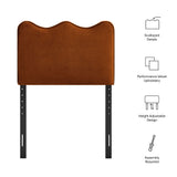 Hazel Stain-Resistant Performance Velvet Twin Size Headboard in Rust