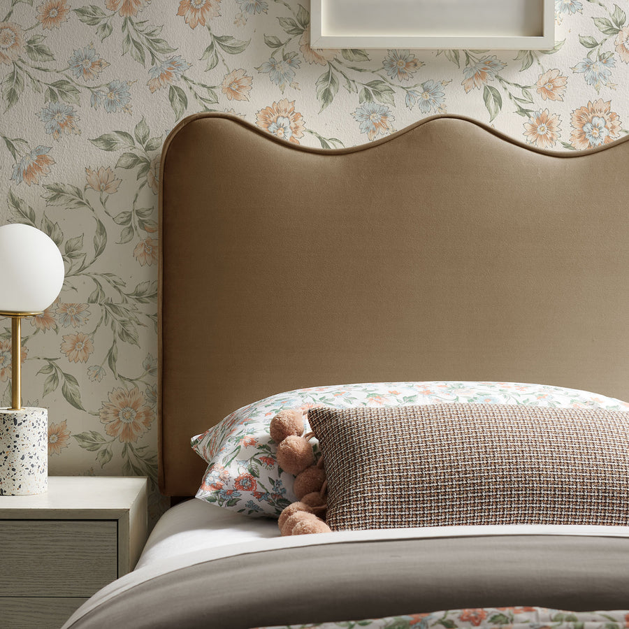 Hazel Stain-Resistant Performance Velvet Twin Size Headboard in Taupe