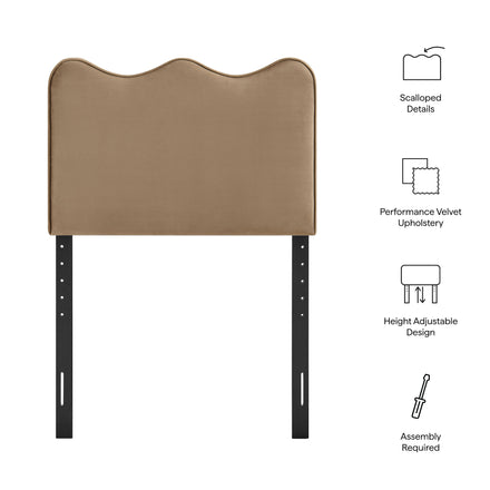 Athena Stain-Resistant Performance Velvet Twin Size Headboard in Taupe