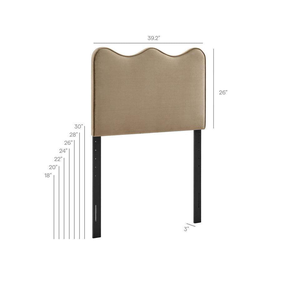 Hazel Stain-Resistant Performance Velvet Twin Size Headboard in Taupe