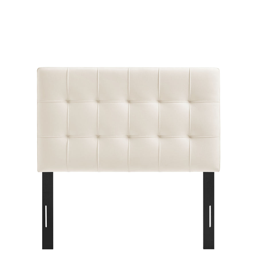 Cleo Stain-Resistant Performance Velvet Twin Size Headboard in Alabaster