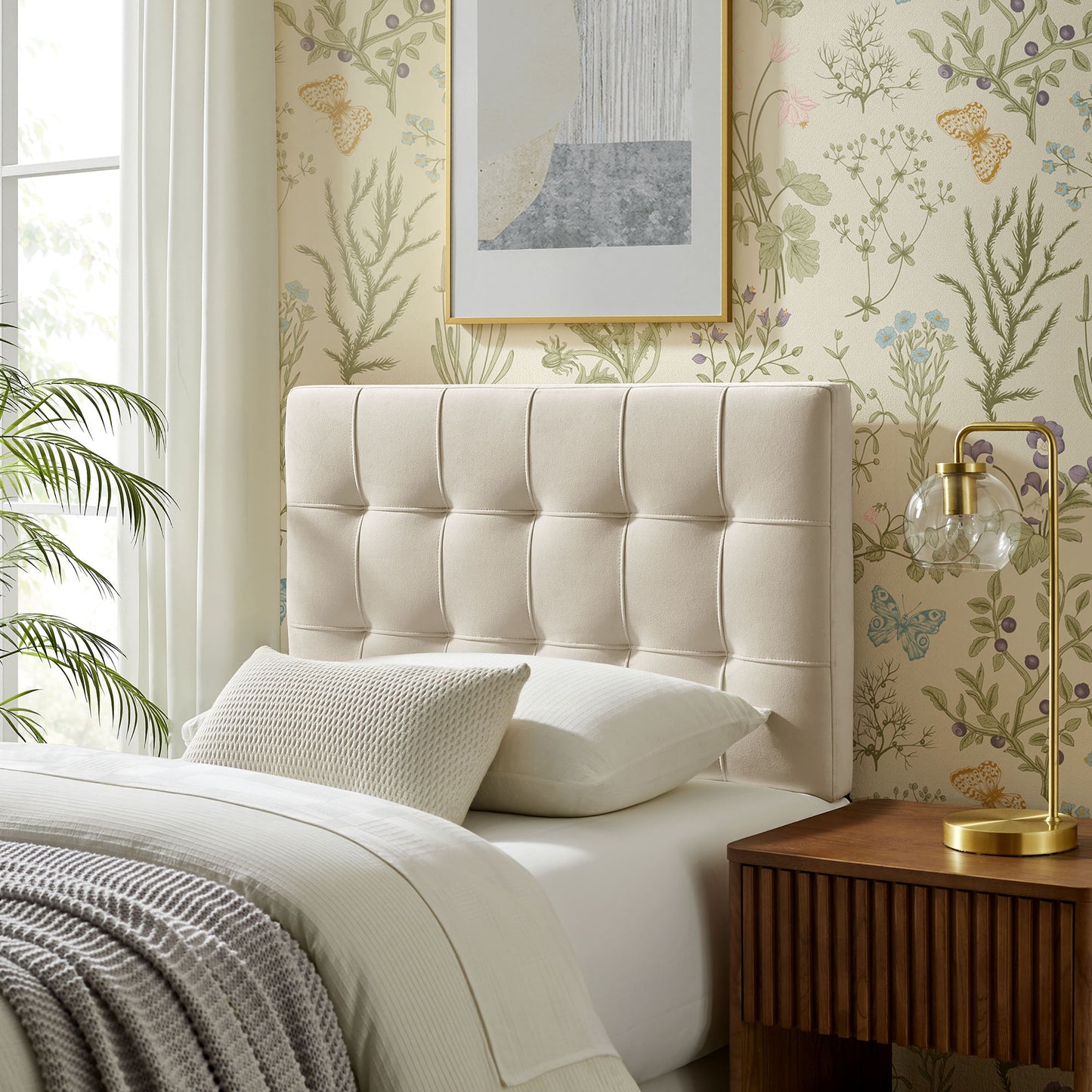 Lily Stain-Resistant Performance Velvet Twin Size Headboard by Furniture for America