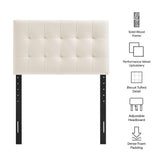 Cleo Stain-Resistant Performance Velvet Twin Size Headboard in Alabaster