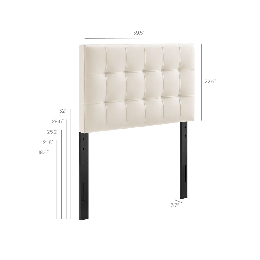 Cleo Stain-Resistant Performance Velvet Twin Size Headboard in Alabaster