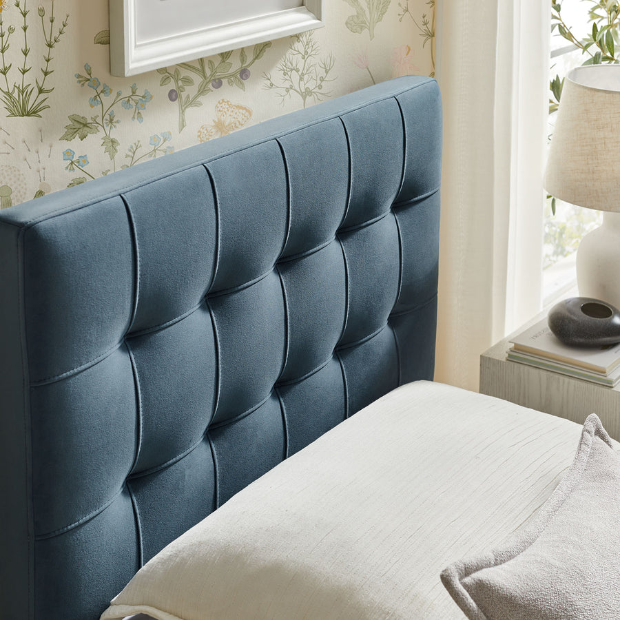 Cleo Stain-Resistant Performance Velvet Twin Size Headboard in Cadet Blue