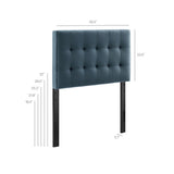 Cleo Stain-Resistant Performance Velvet Twin Size Headboard in Cadet Blue