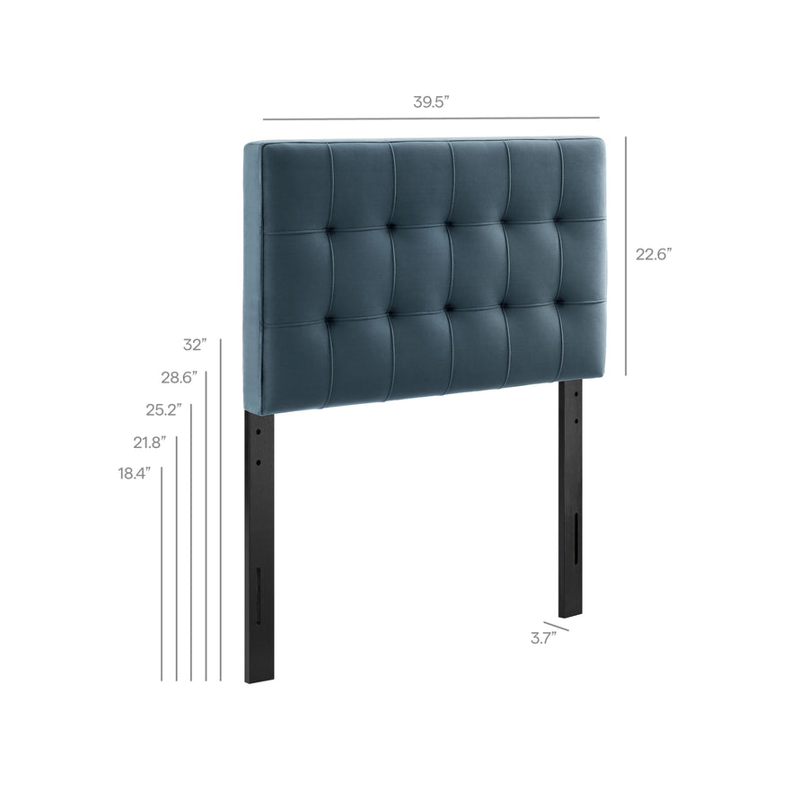 Cleo Stain-Resistant Performance Velvet Twin Size Headboard in Cadet Blue