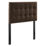Cleo Stain-Resistant Performance Velvet Twin Size Headboard in Chocolate Brown