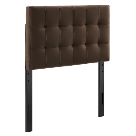 Lily Stain-Resistant Performance Velvet Twin Size Headboard in Chocolate Brown