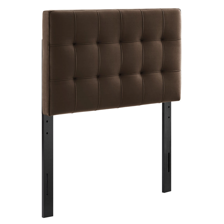 Cleo Stain-Resistant Performance Velvet Twin Size Headboard in Chocolate Brown