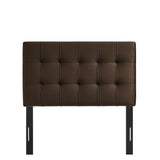 Cleo Stain-Resistant Performance Velvet Twin Size Headboard in Chocolate Brown