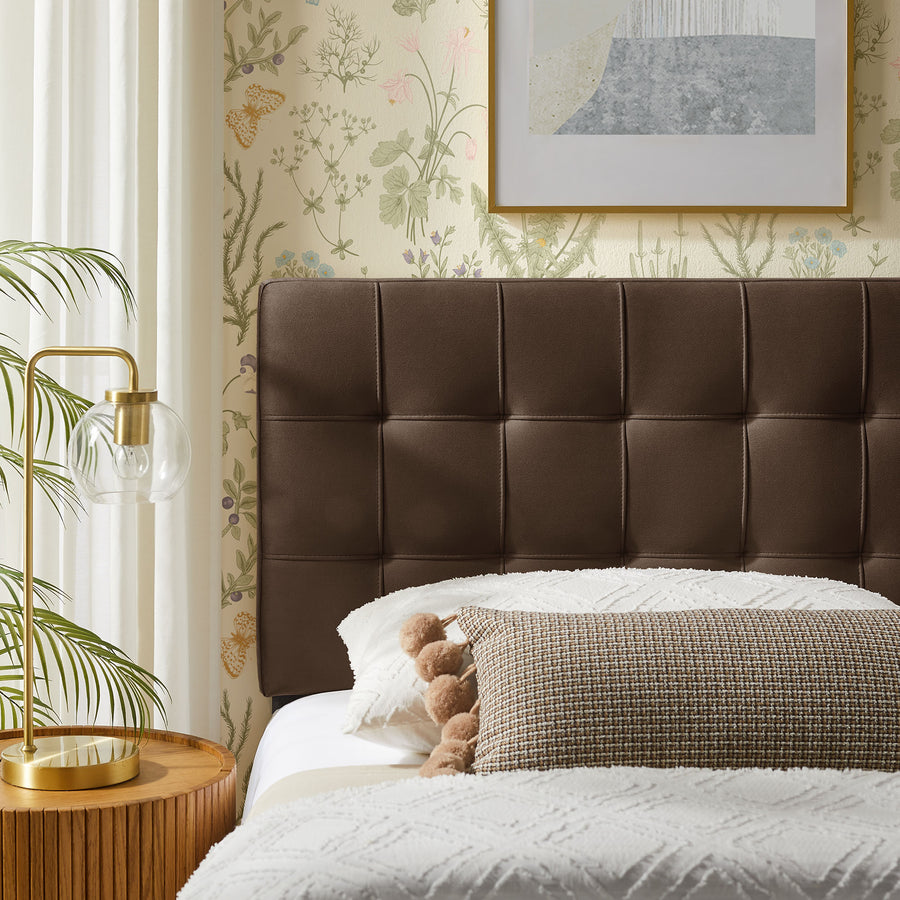 Cleo Stain-Resistant Performance Velvet Twin Size Headboard in Chocolate Brown