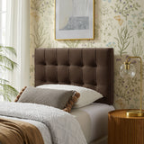 Cleo Stain-Resistant Performance Velvet Twin Size Headboard in Chocolate Brown