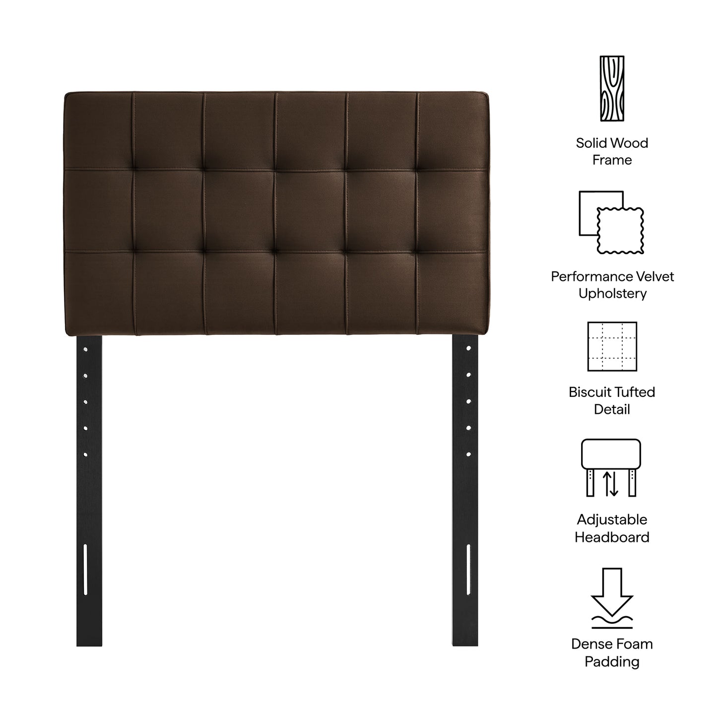 Lily Stain-Resistant Performance Velvet Twin Size Headboard by Furniture for America