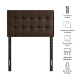 Cleo Stain-Resistant Performance Velvet Twin Size Headboard in Chocolate Brown