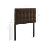 Cleo Stain-Resistant Performance Velvet Twin Size Headboard in Chocolate Brown