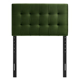 Cleo Stain-Resistant Performance Velvet Twin Size Headboard in Moss Green