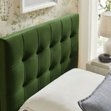 Cleo Stain-Resistant Performance Velvet Twin Size Headboard in Moss Green