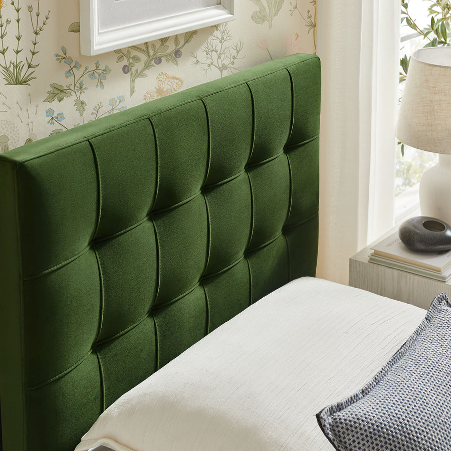 Cleo Stain-Resistant Performance Velvet Twin Size Headboard in Moss Green