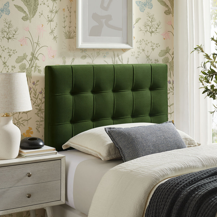 Cleo Stain-Resistant Performance Velvet Twin Size Headboard in Moss Green