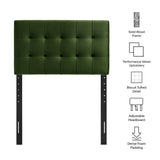 Cleo Stain-Resistant Performance Velvet Twin Size Headboard in Moss Green