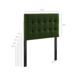 Cleo Stain-Resistant Performance Velvet Twin Size Headboard in Moss Green
