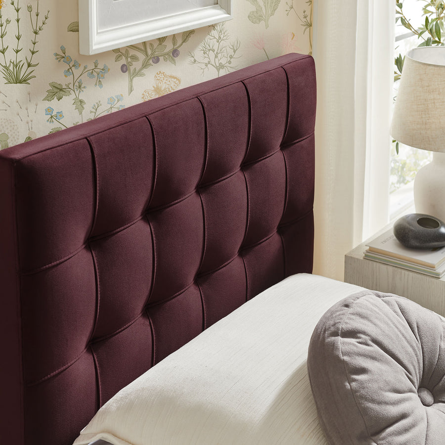 Cleo Stain-Resistant Performance Velvet Twin Size Headboard in Mulberry