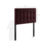 Cleo Stain-Resistant Performance Velvet Twin Size Headboard in Mulberry