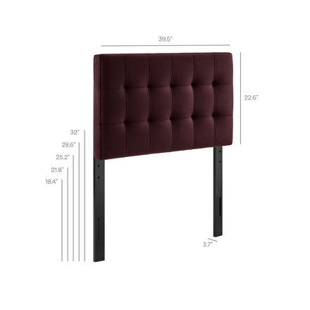 Lily Stain-Resistant Performance Velvet Twin Size Headboard in Mulberry