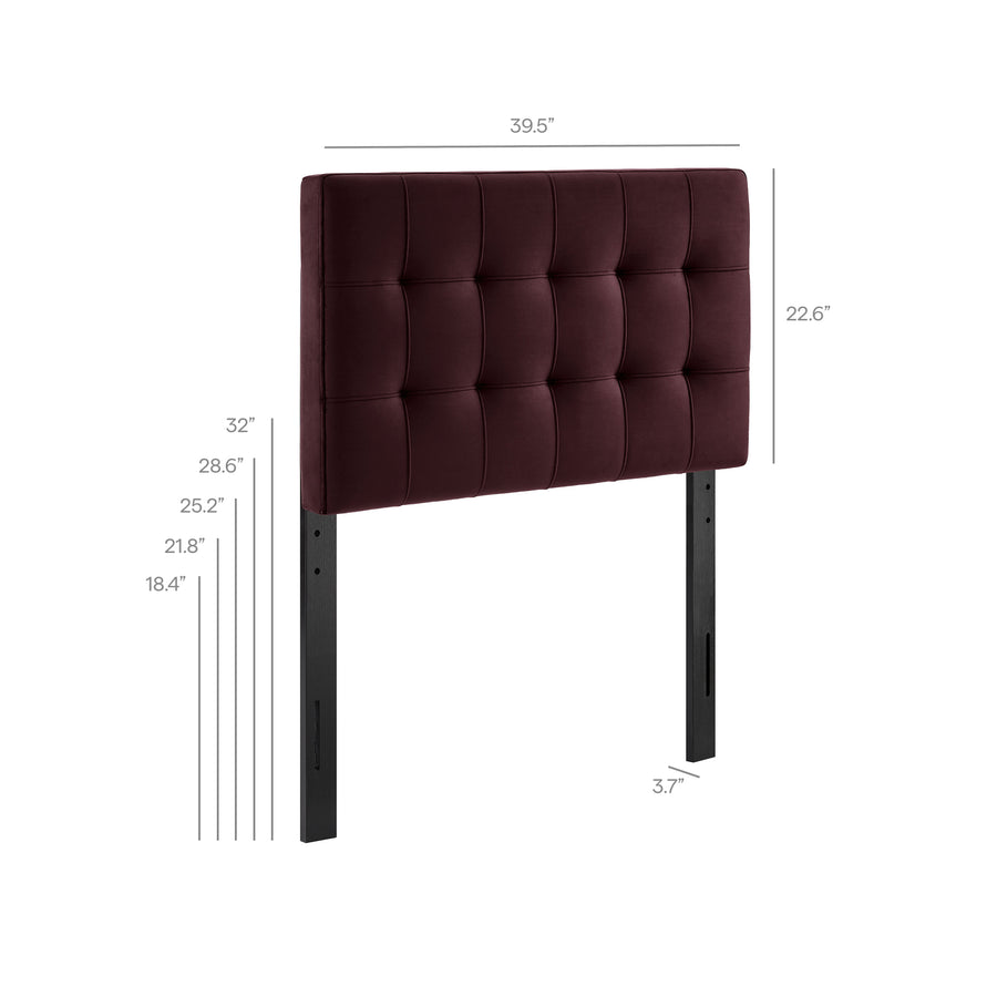 Cleo Stain-Resistant Performance Velvet Twin Size Headboard in Mulberry
