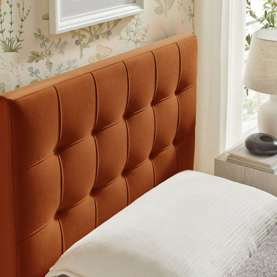 Cleo Stain-Resistant Performance Velvet Twin Size Headboard in Rust