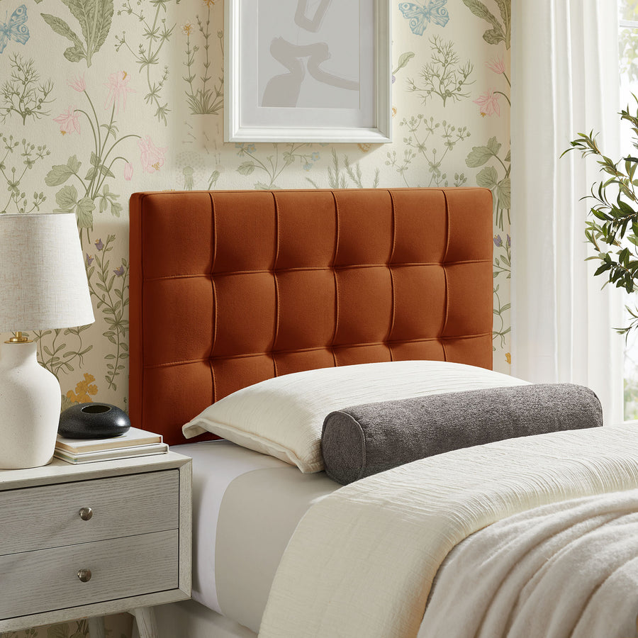 Cleo Stain-Resistant Performance Velvet Twin Size Headboard in Rust