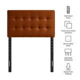 Cleo Stain-Resistant Performance Velvet Twin Size Headboard in Rust