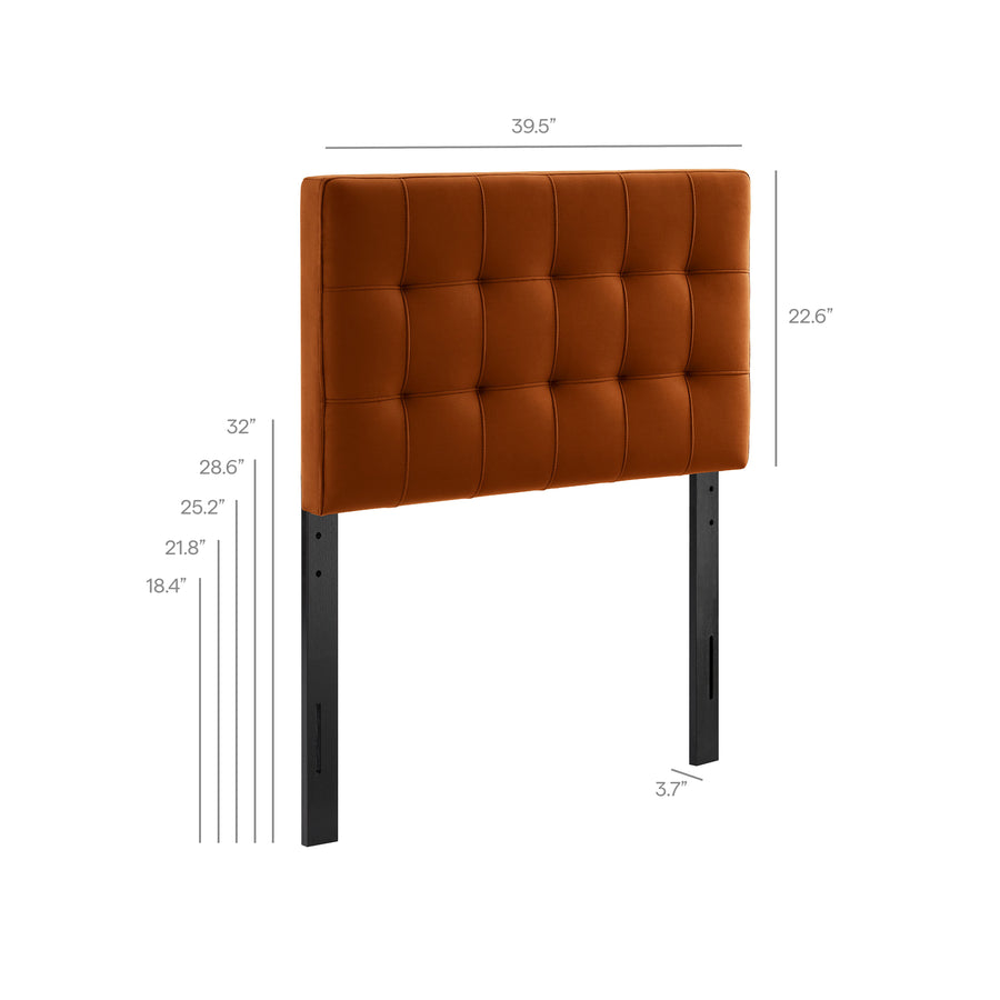 Cleo Stain-Resistant Performance Velvet Twin Size Headboard in Rust