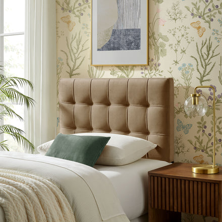 Lily Stain-Resistant Performance Velvet Twin Size Headboard in Taupe