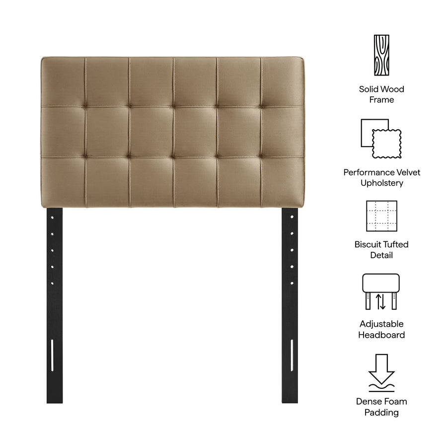 Cleo Stain-Resistant Performance Velvet Twin Size Headboard in Taupe