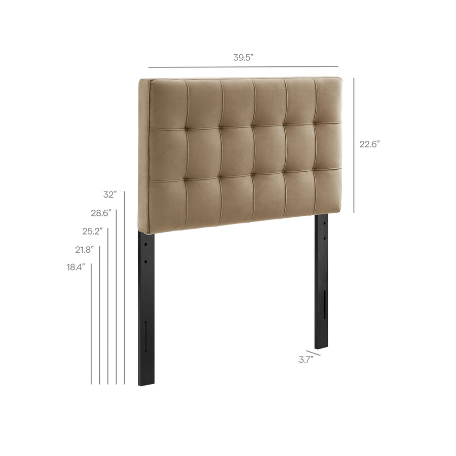 Cleo Stain-Resistant Performance Velvet Twin Size Headboard in Taupe