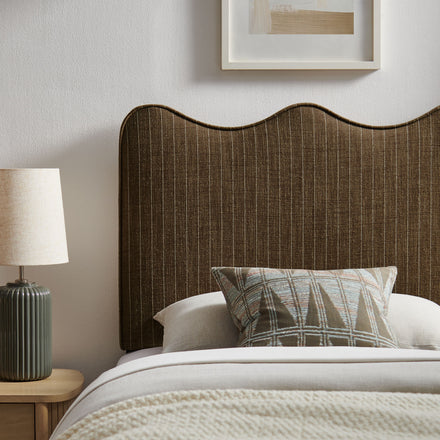 Athena Striped Fabric Upholstered Twin Size Headboard in Earth Stripe