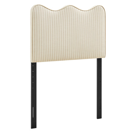 Athena Striped Fabric Upholstered Twin Size Headboard in Oatmeal Stripe