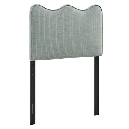 Athena Striped Fabric Upholstered Twin Size Headboard in Spa Blue Stripe