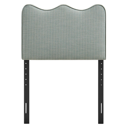Athena Striped Fabric Upholstered Twin Size Headboard in Spa Blue Stripe