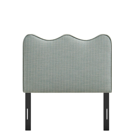 Athena Striped Fabric Upholstered Twin Size Headboard in Spa Blue Stripe