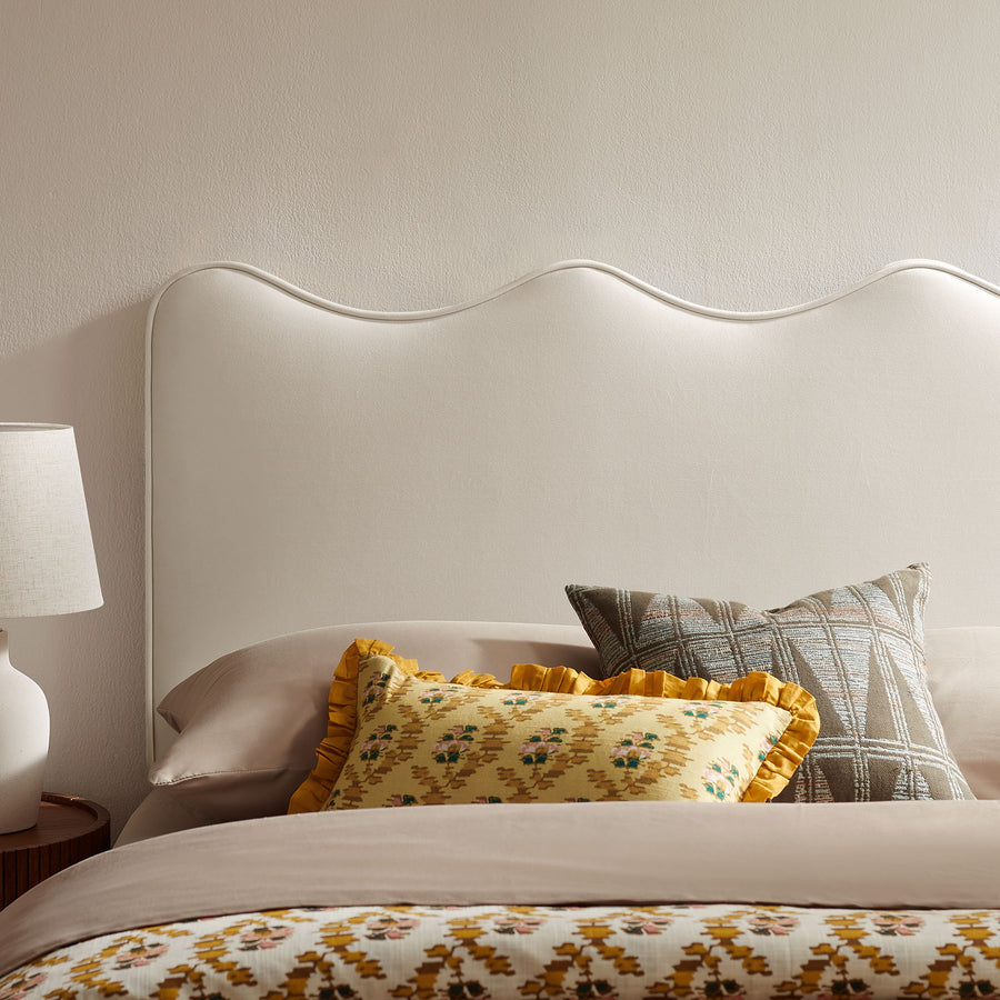 Hazel Stain-Resistant Performance Velvet Full Size Headboard in Alabaster
