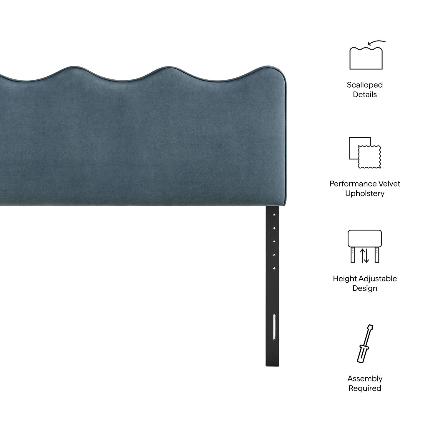 Hazel Stain-Resistant Performance Velvet Full Size Headboard in Cadet Blue