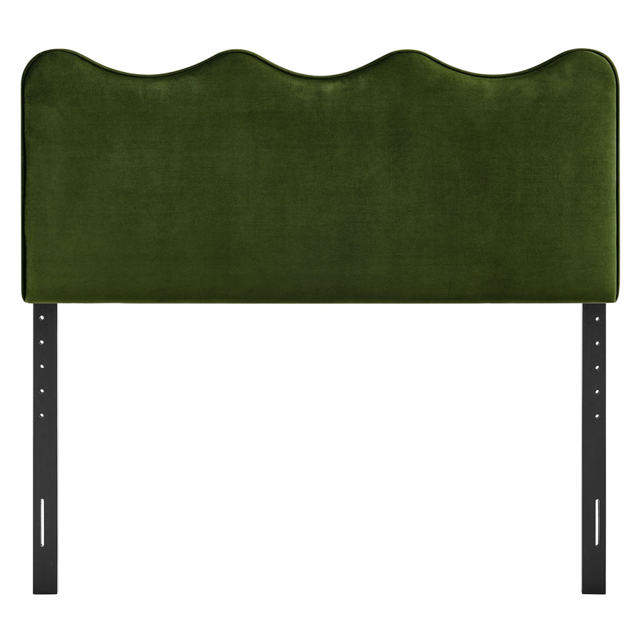 Hazel Stain-Resistant Performance Velvet Full Size Headboard in Moss Green
