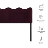 Hazel Stain-Resistant Performance Velvet Full Size Headboard in Mulberry