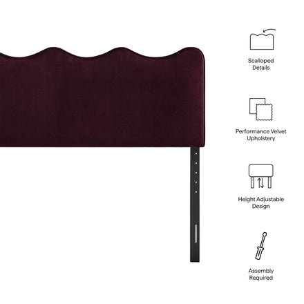Athena Stain-Resistant Performance Velvet Full Size Headboard in Mulberry