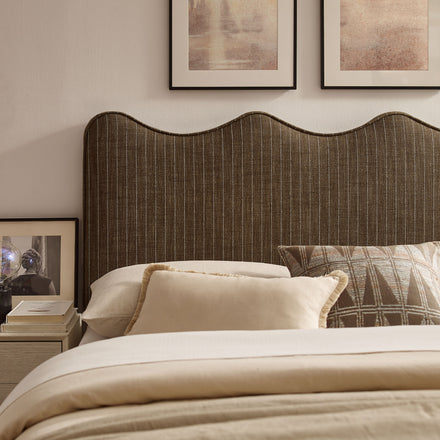 Athena Striped Fabric Upholstered Full Size Headboard in Earth Stripe