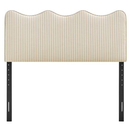 Athena Striped Fabric Upholstered Full Size Headboard in Oatmeal Stripe